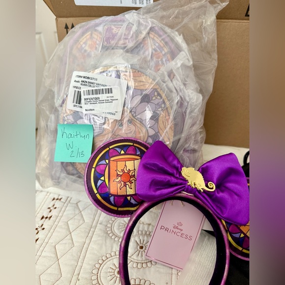 Loungefly Disney Princess Stained Glass Rapunzel Tangled Backpack and Ears NWT - Picture 10 of 10